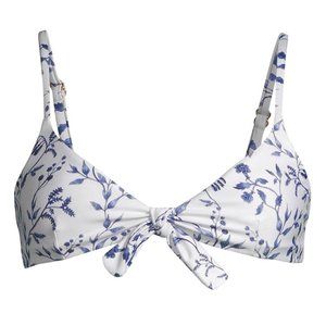 NWOT Agua Bendita Tamarindo Acacias Bikini Top Swim Blue Floral Print White S